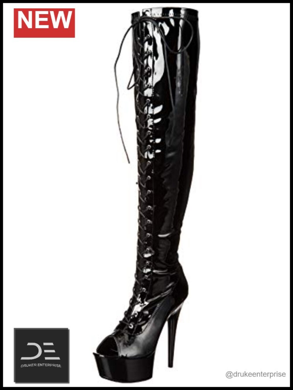 Thigh High Stiletto Boots Peep Toe Zip Closure